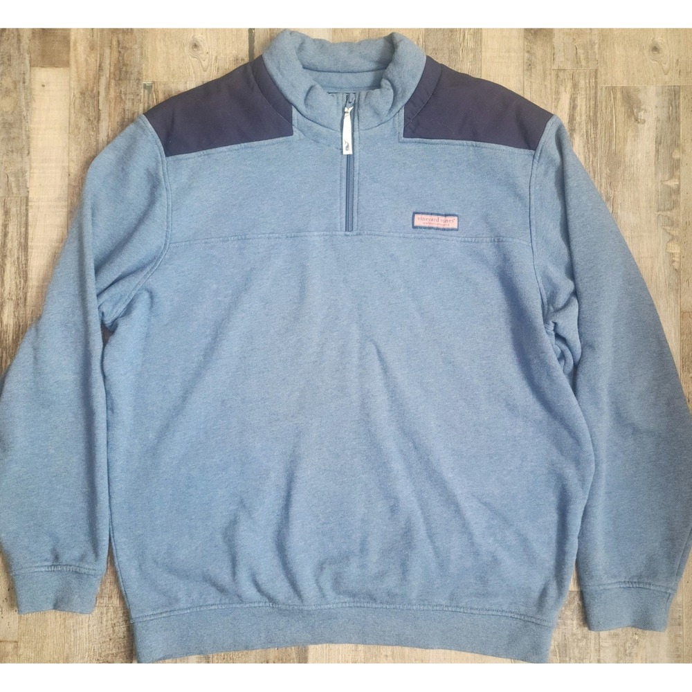Vineyard Vines Quarter Zip Pullover Mens XL Blue Contrast Shoulder Cotton
